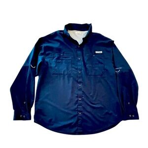 Men’s Columbia Blue Casual Button Down Shirt Long Sleeve Size XL